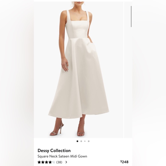 Dressy Collection Square Neck Sateen Midi Gown - Picture 1 of 4